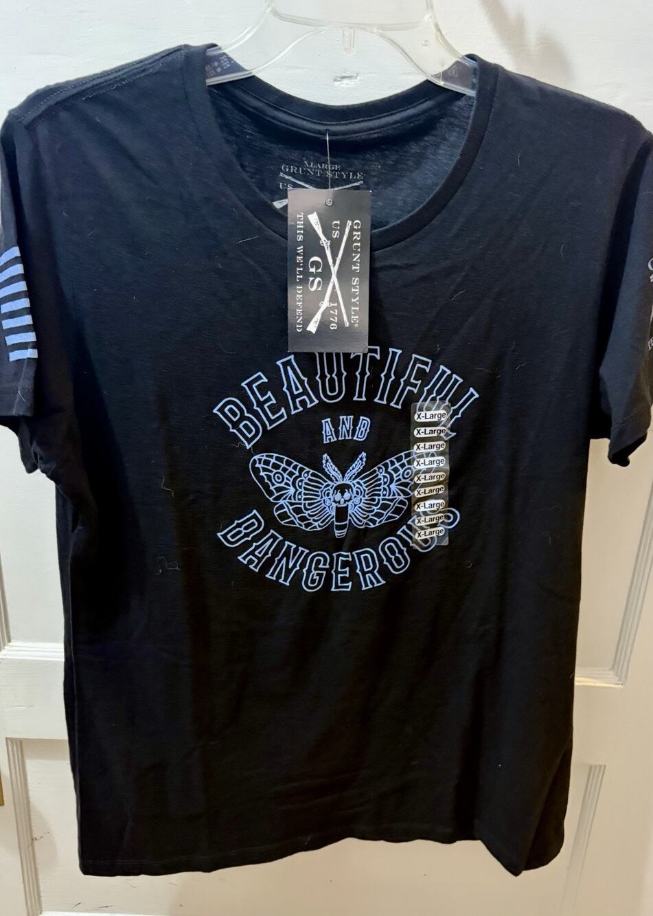 T-89 Grunt Style Beautiful And Dangerous T-Shirt, Size XL, Black Moth Graphic NW